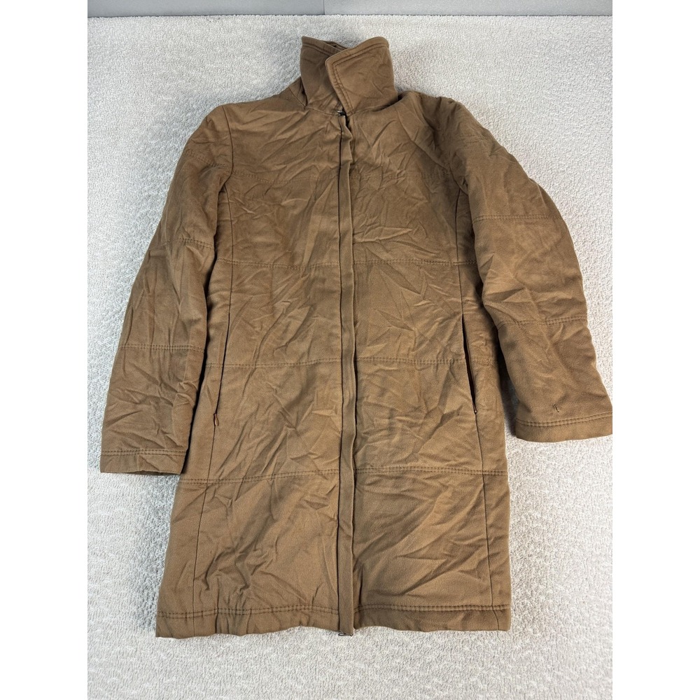Colombo Thermo Coat Womens 8 Brown Made in Italy Wool Zip Long Lined Mock Neck